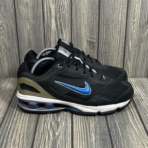 Nike Shox Tac Golf Shoes Cleats Men Sz 9.5 Wide Black Blue Sneakers 312405-041